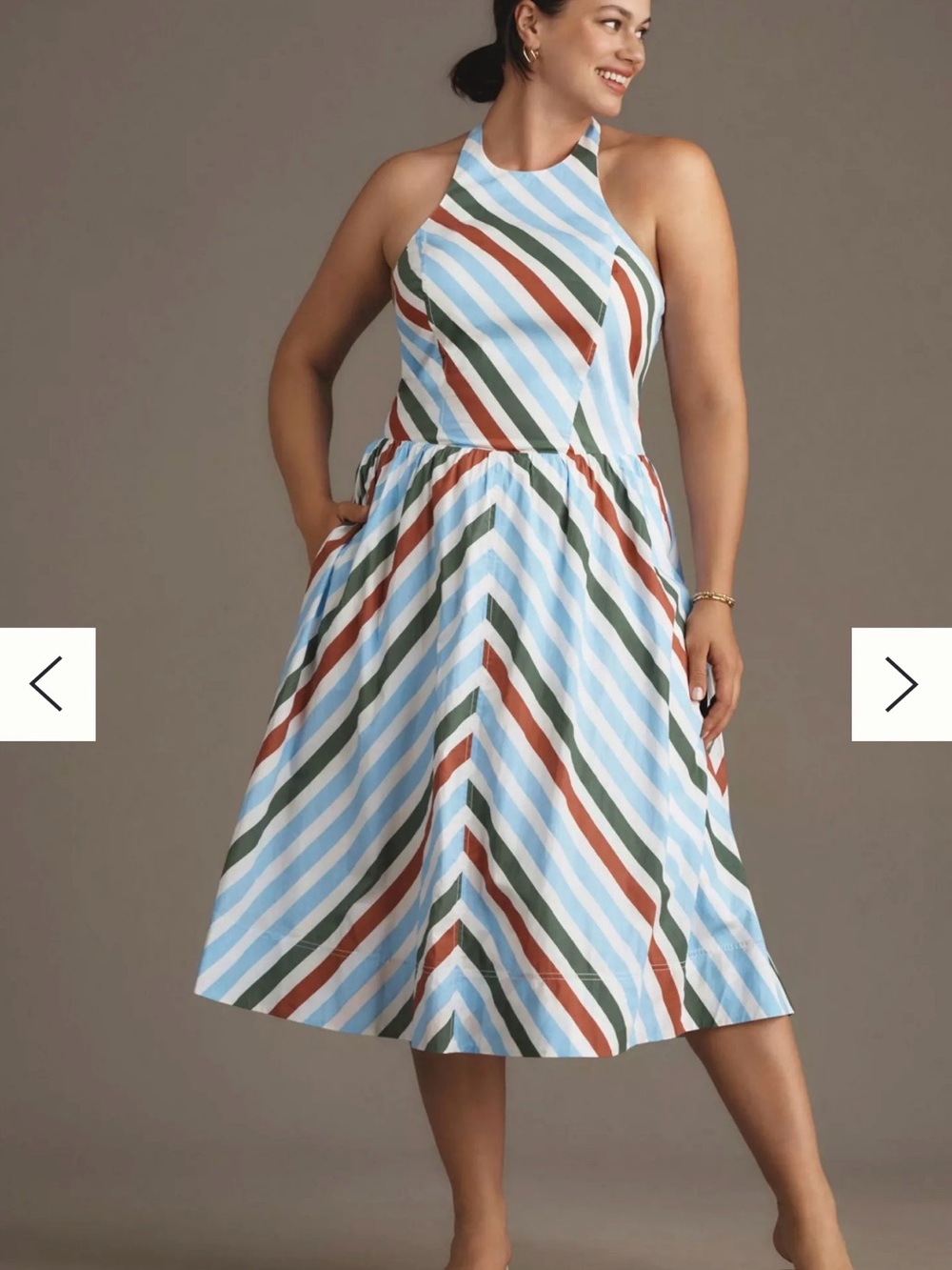 Anthropologie Maeve Striped Halter Midi Dress XXS A00378
